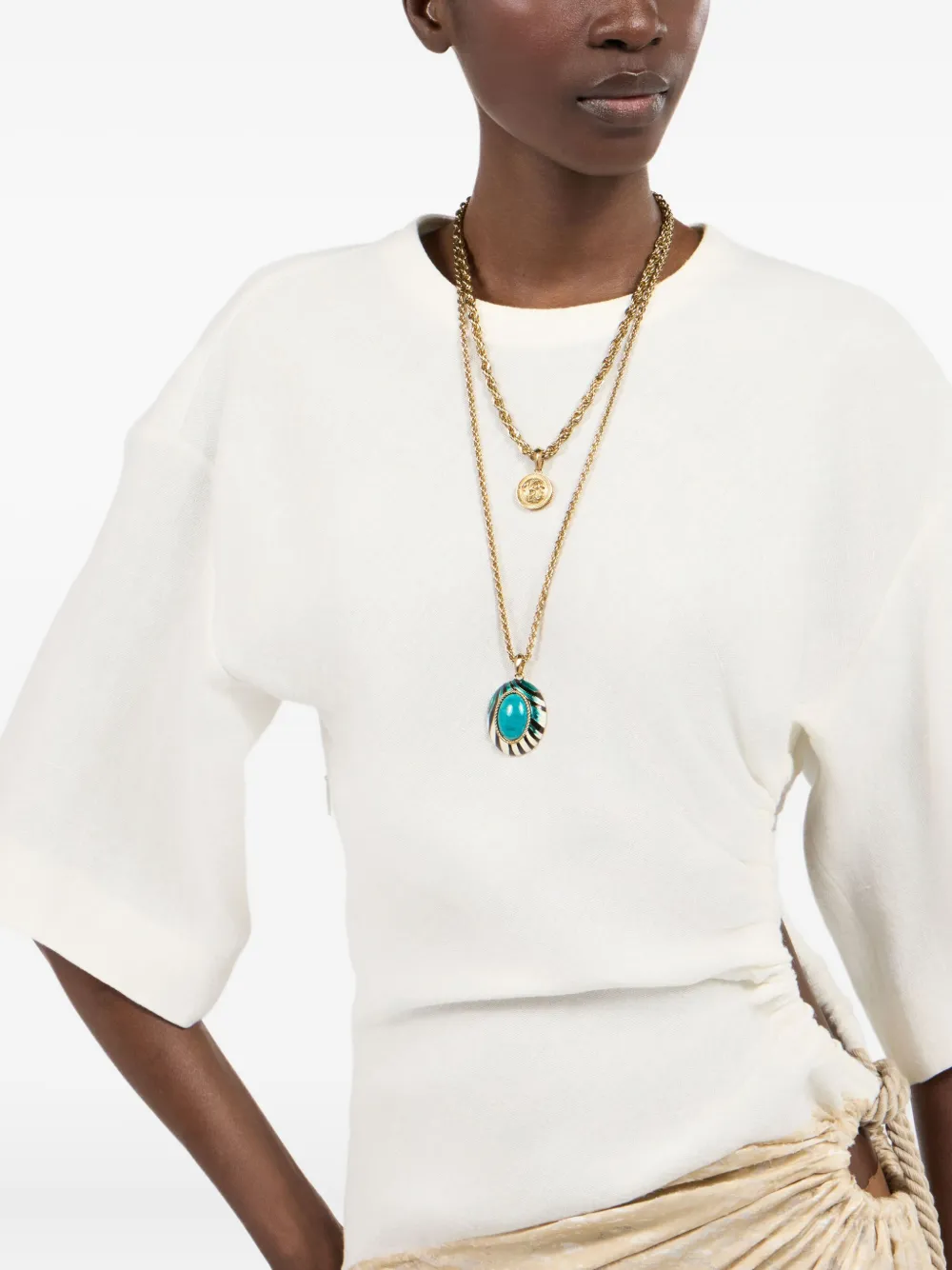 Roberto Cavalli Ray Of Sea-print Rope-chain Necklace In Gold