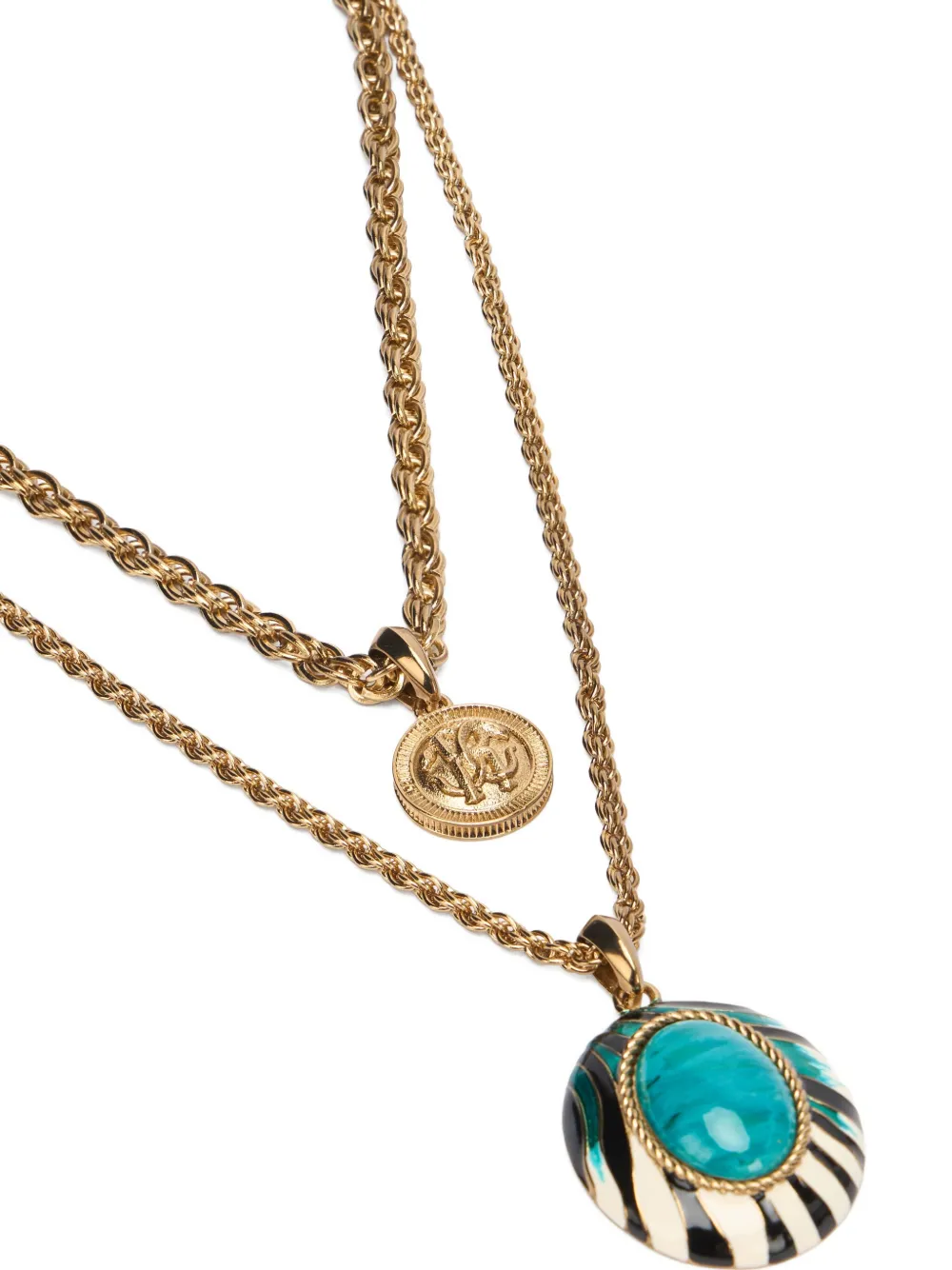 Roberto Cavalli Ray Of Sea-print Rope-chain Necklace In Gold