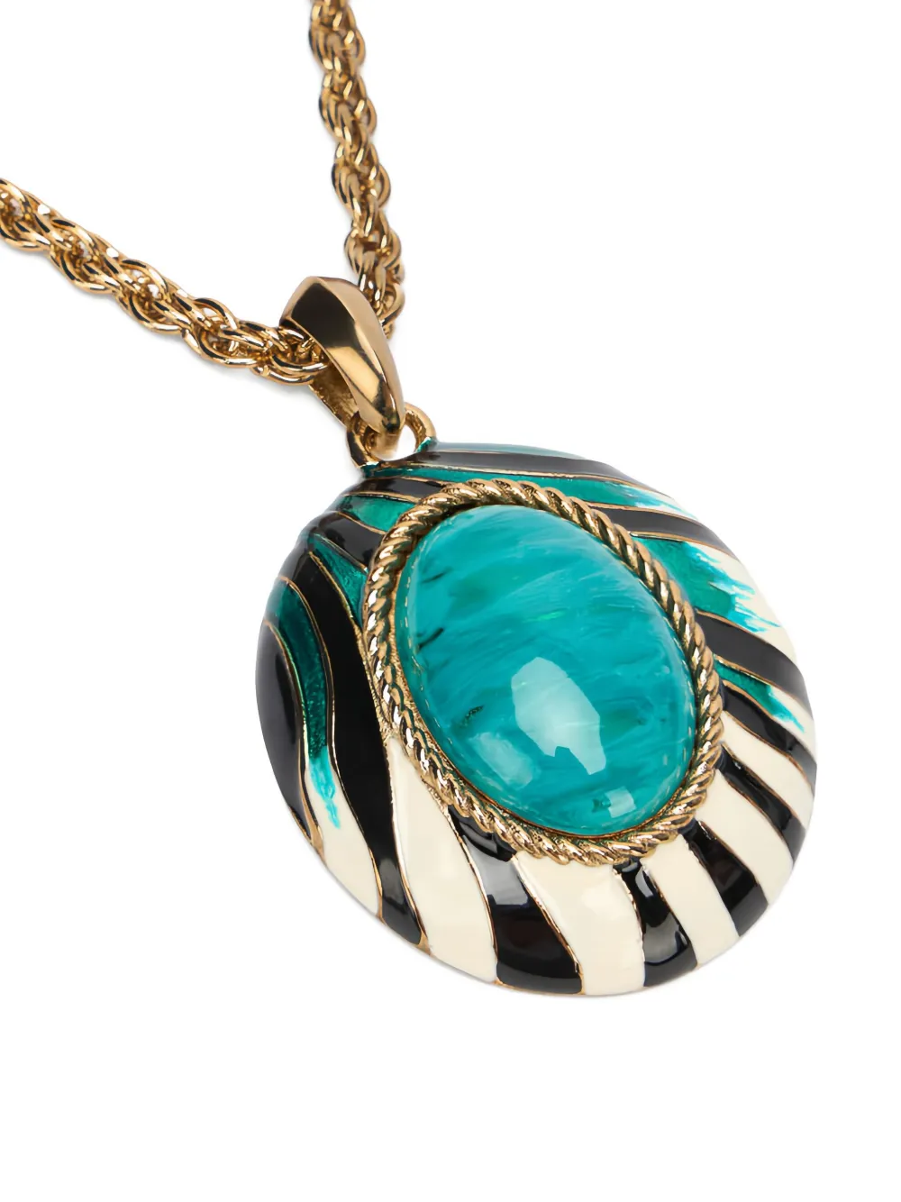 Roberto Cavalli Ray Of Sea-print Rope-chain Necklace In Gold