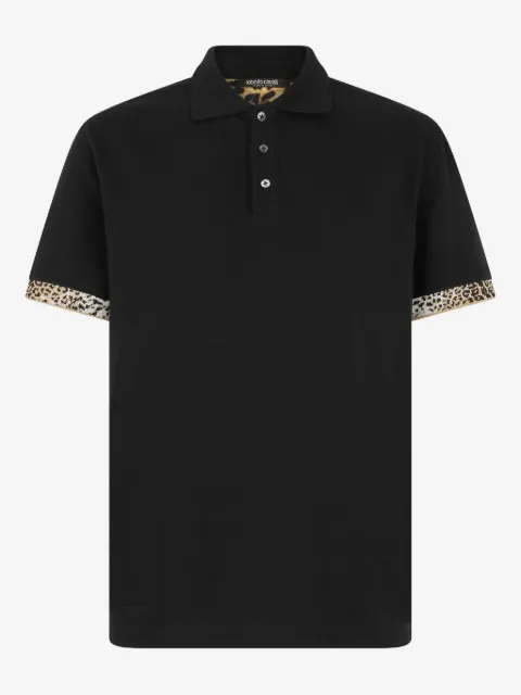 Roberto Cavalli jaguar-print cuff polo shirt