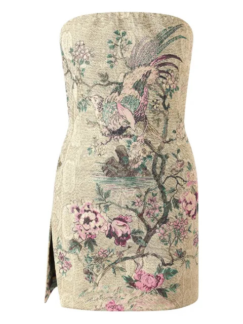 Roberto Cavalli strapless floral-embroidered mini dress