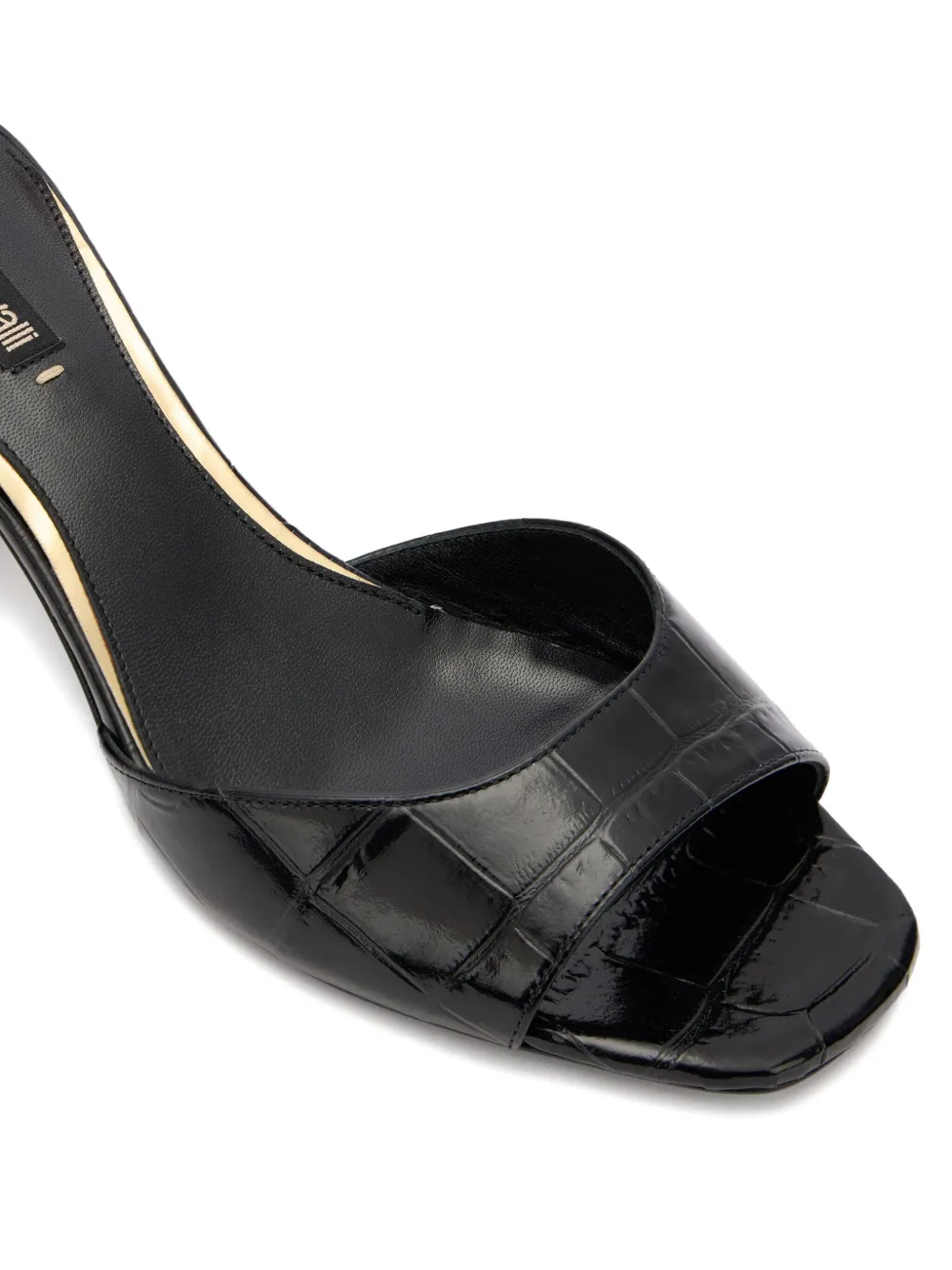 Roberto Cavalli crocodile-effect mules Black