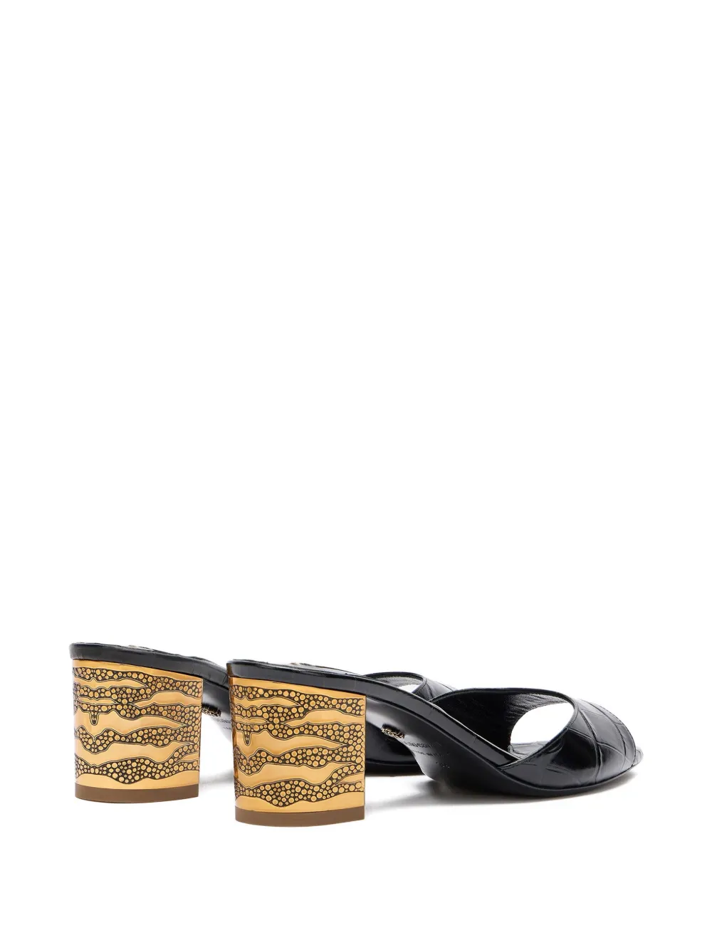 Roberto Cavalli crocodile-effect mules Black