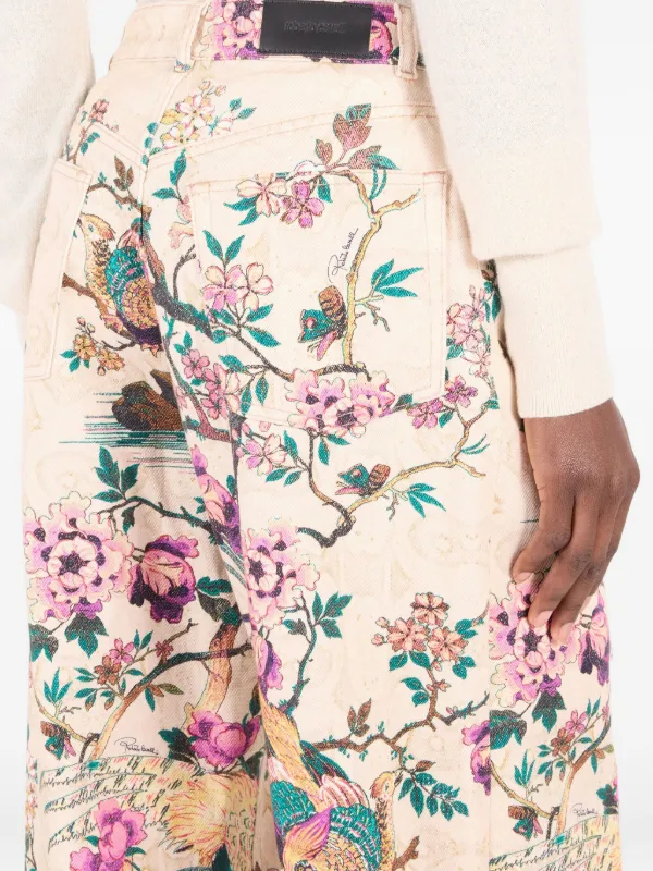 Roberto Cavalli floral-bird Print Jeans | FARFETCH