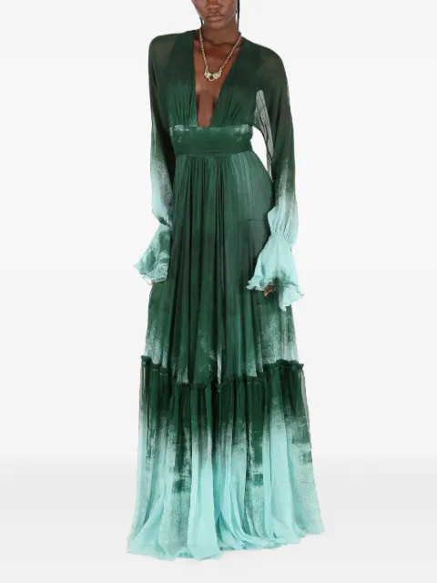 Roberto Cavalli ruffled silk empire dress