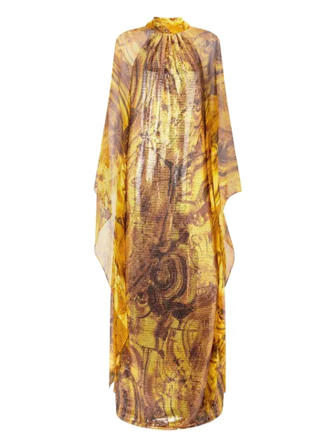 Roberto Cavalli amber-print sequin-embellished maxi dress