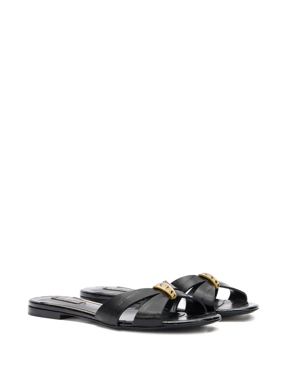 Roberto Cavalli cross-strap jewel-embellished flat sandals Black