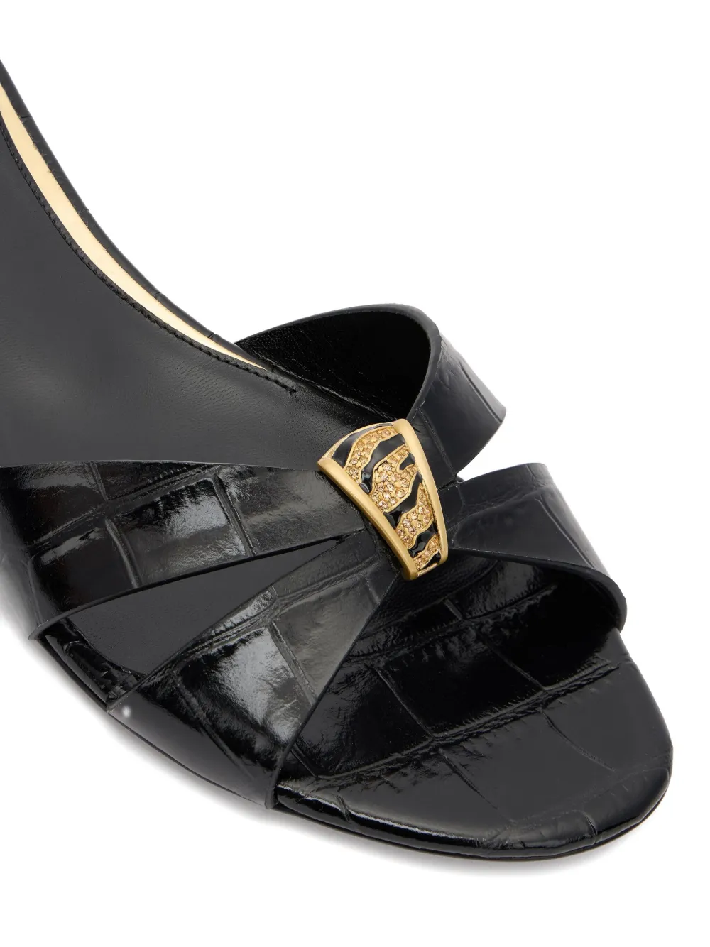Roberto Cavalli cross-strap jewel-embellished flat sandals Black