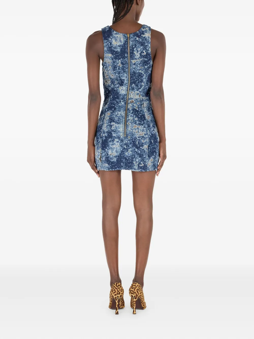 Roberto Cavalli Denim jurk met veterdetail Blauw