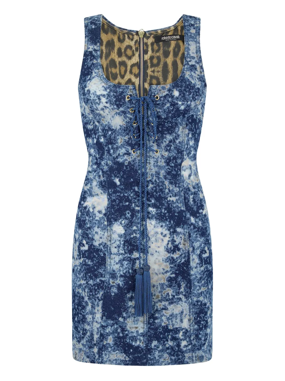 Roberto Cavalli Denim jurk met veterdetail Blauw