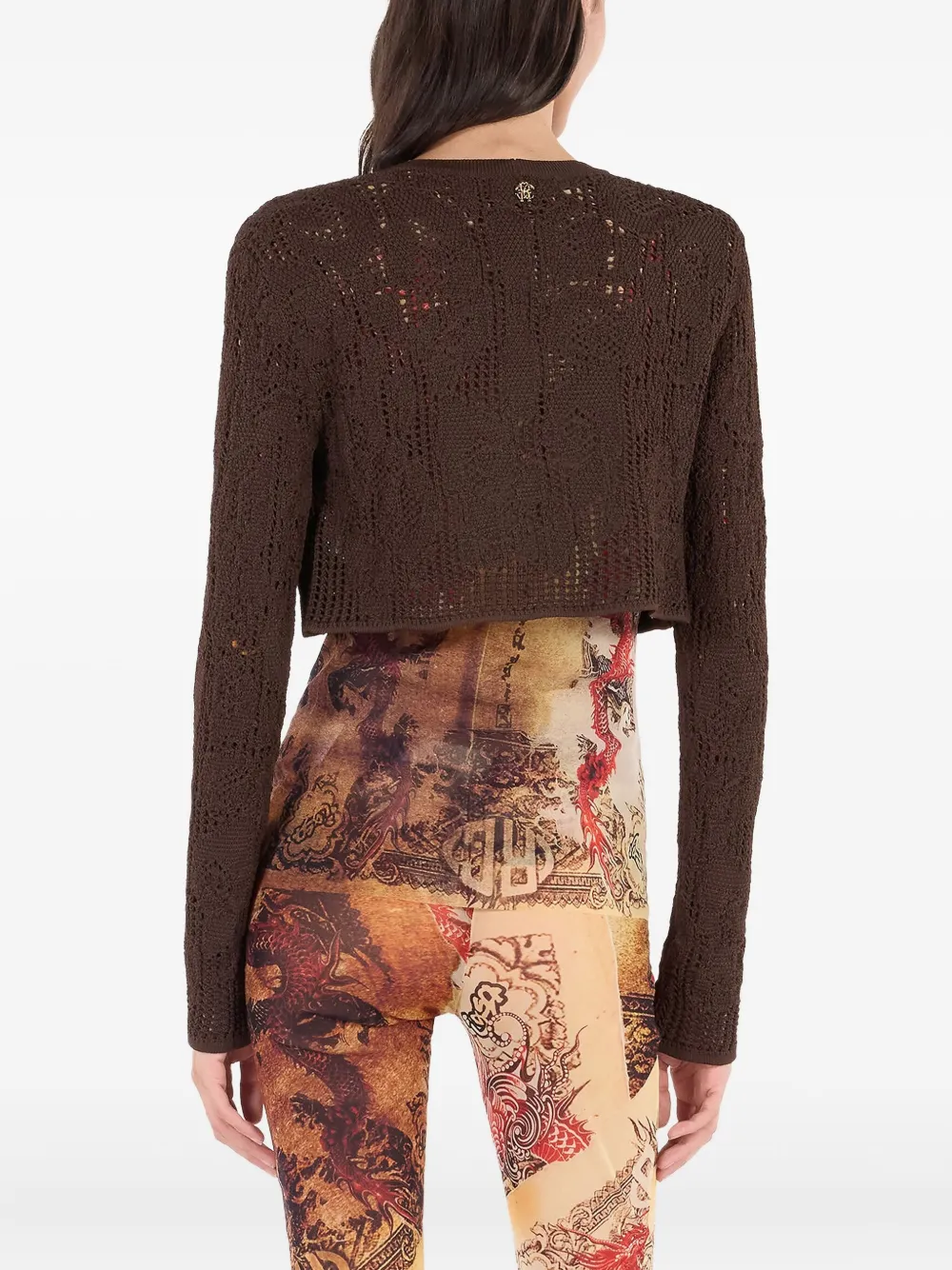 Roberto Cavalli Vest met gehaakt effect en gestrikte voorkant Bruin