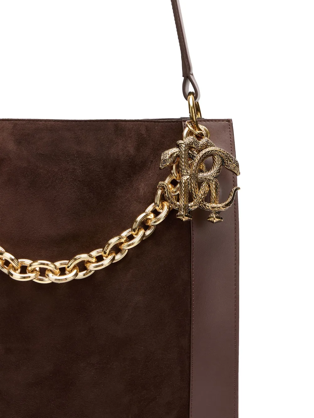 Roberto Cavalli Schoudertas verfraaid met ketting Bruin