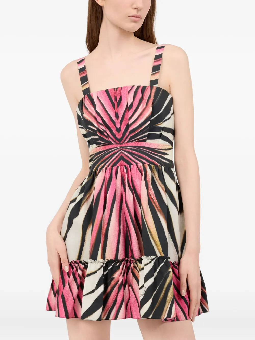 Roberto Cavalli Ray Of Pink-print Tiered Dress In Multi
