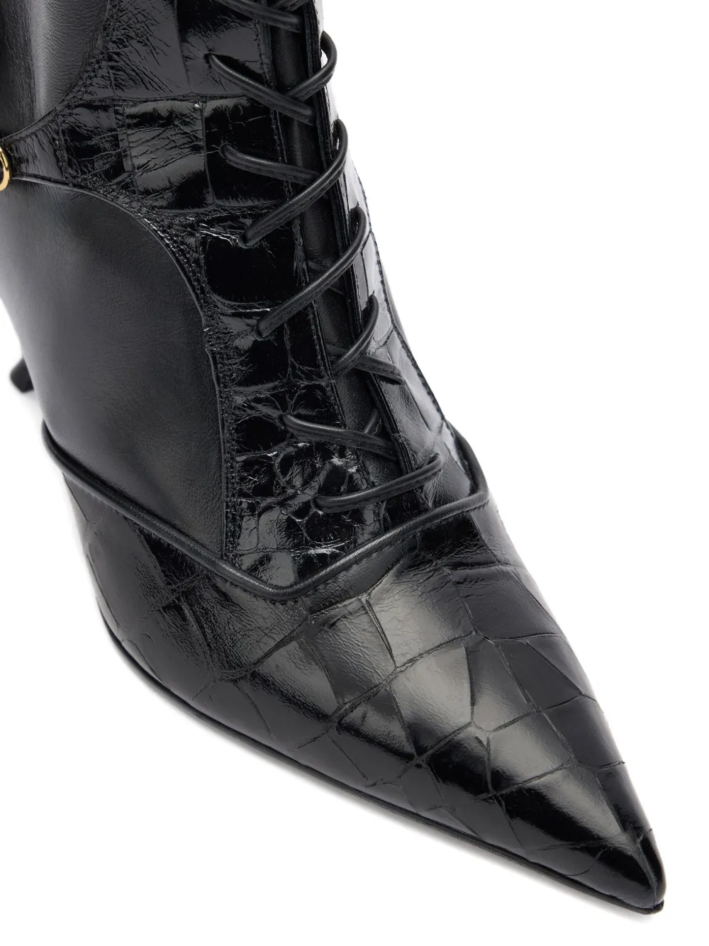 Roberto Cavalli lace-up crocodile-effect ankle boots Black