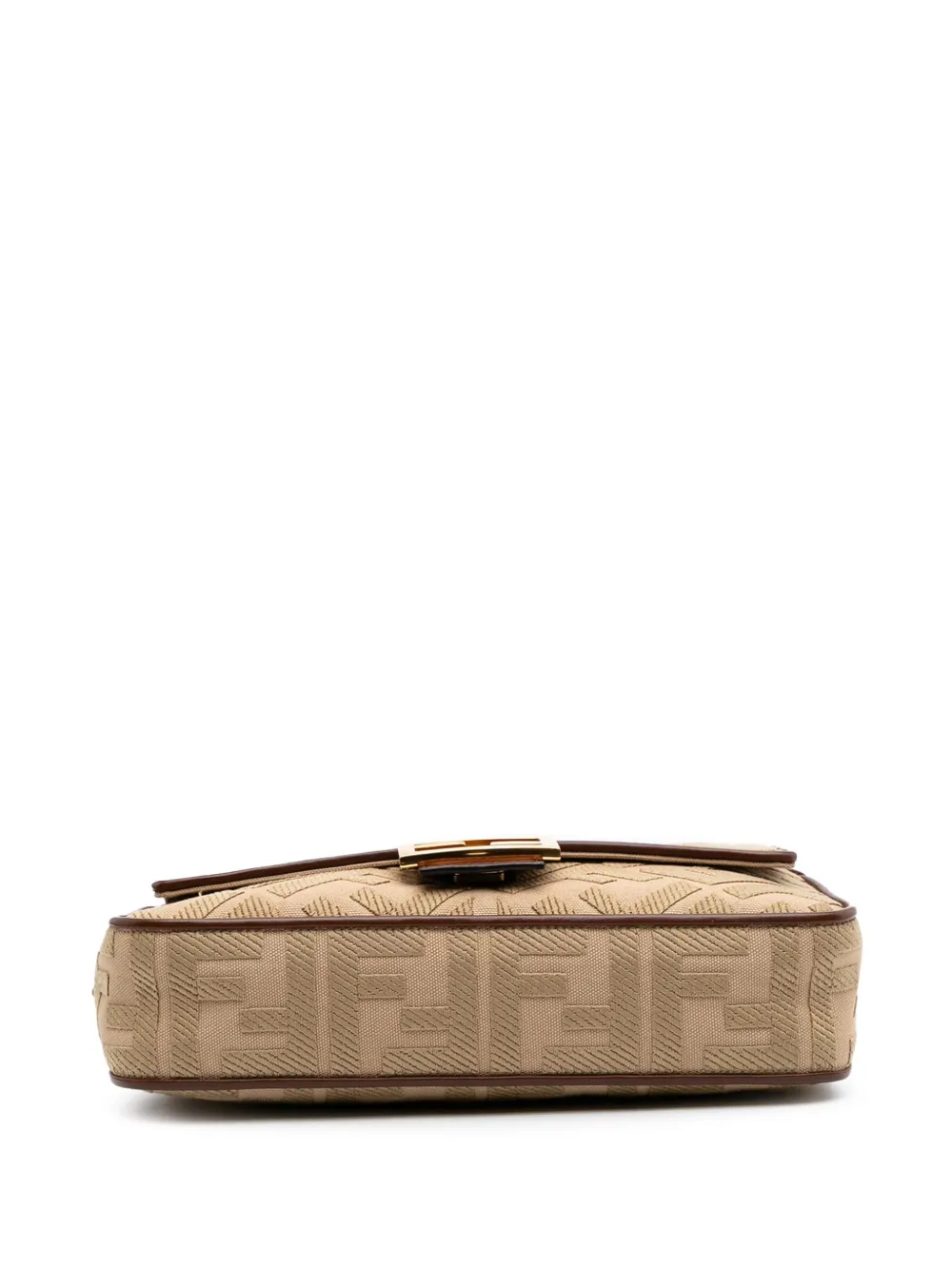Pre-owned Fendi 2010-2024 Medium Embroidered Canvas Baguette Satchel