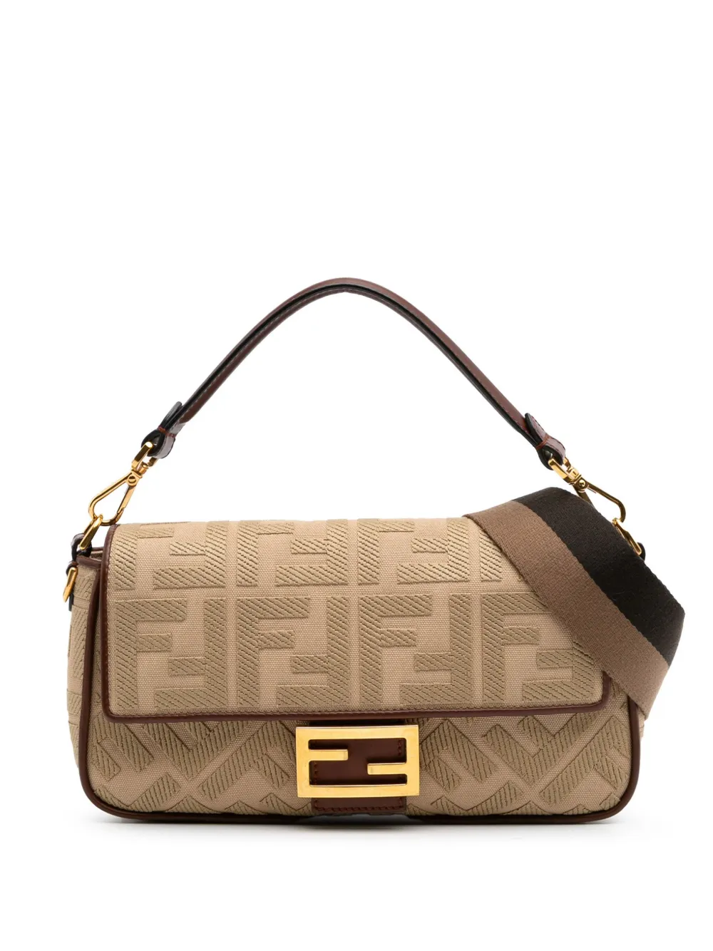 Fendi Pre-Owned 2010-2024 Medium Embroidered Canvas Baguette satchel | Brown | Image 1