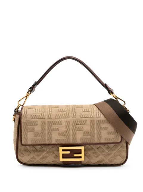 Fendi Pre-Owned 2010-2024 Medium Embroidered Canvas Baguette satchel