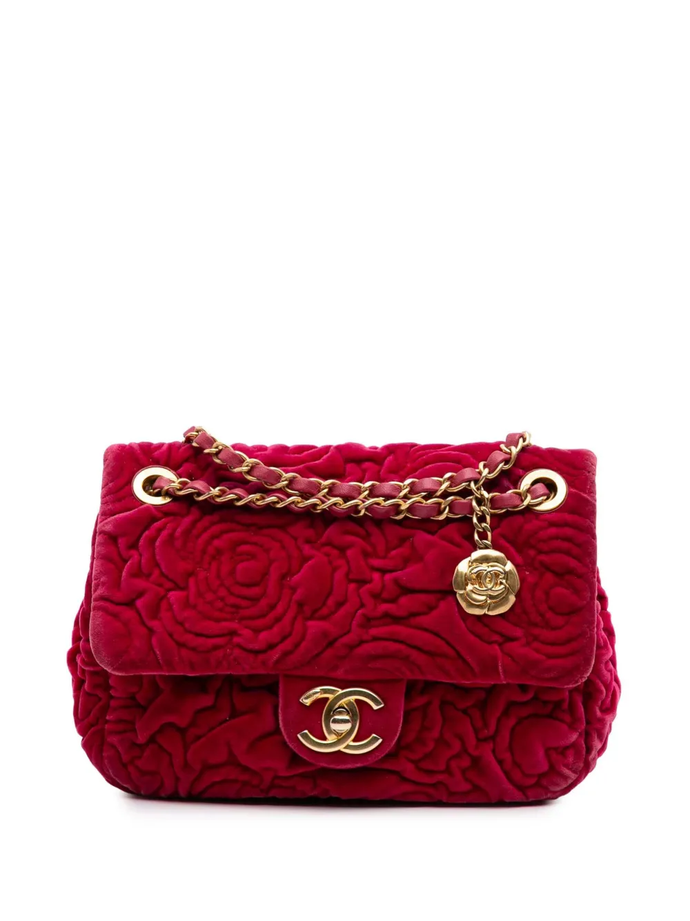 CHANEL Pre-Owned 2021-2025 Mini Velvet Camellia Flap shoulder bag | Red | Image 1
