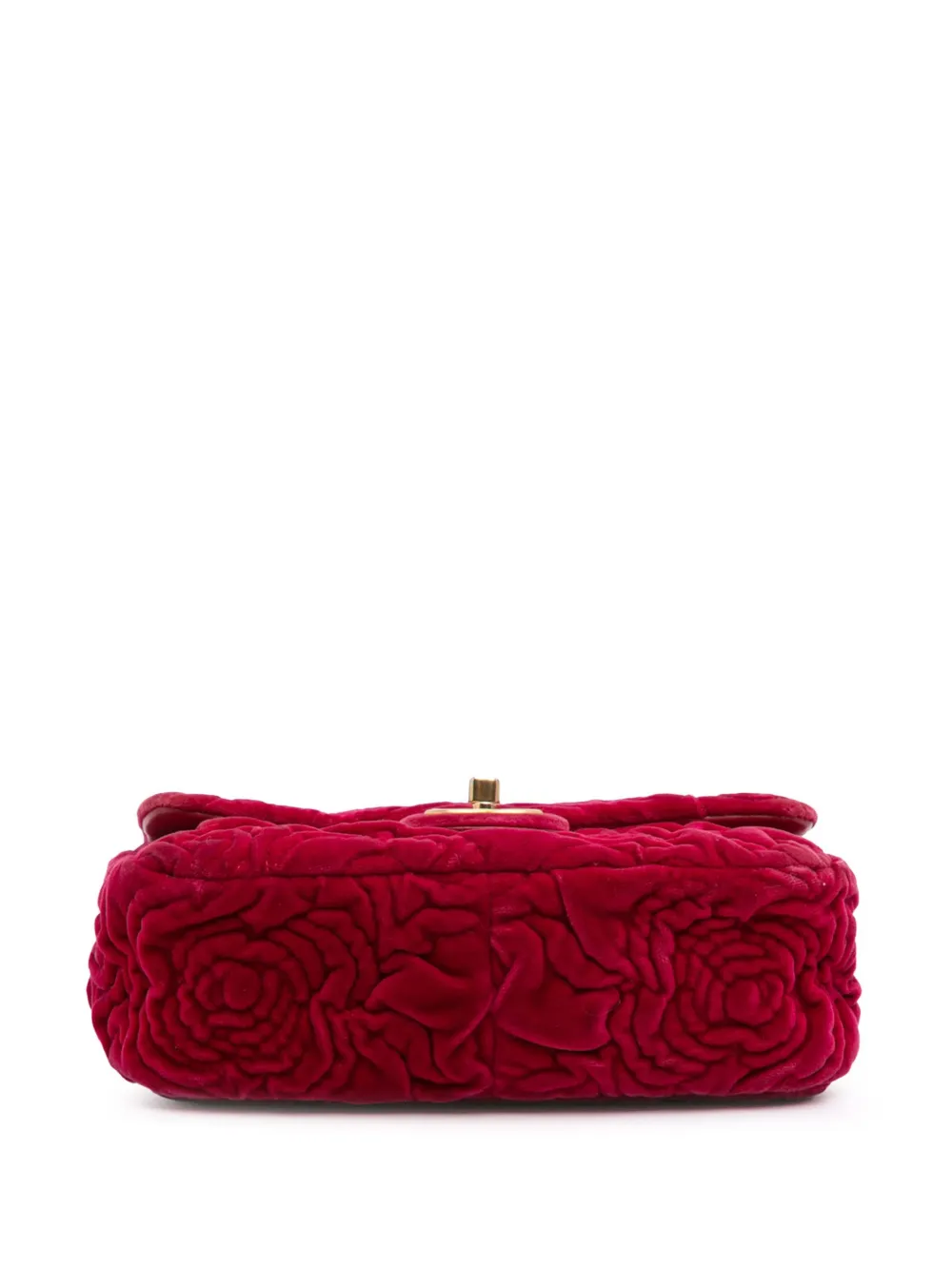 Pre-owned Chanel 2021-2025 Mini Velvet Camellia Flap Shoulder Bag In Red
