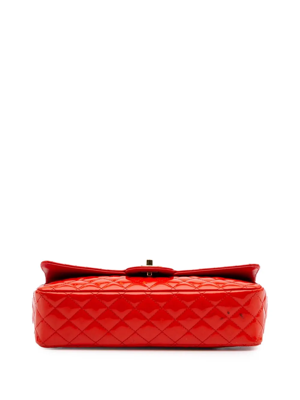 Pre-owned Chanel 2009-2010 Medium Classic Patent Valentines Heart Charms Single Flap Shoulder Bag In Red