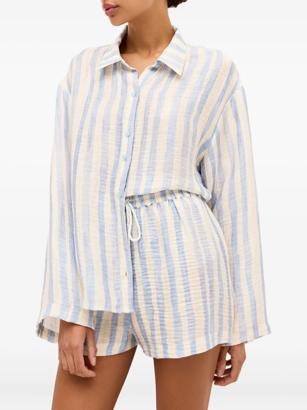 Marie Oliver Ana gestreepte shorts met trekkoord Blauw