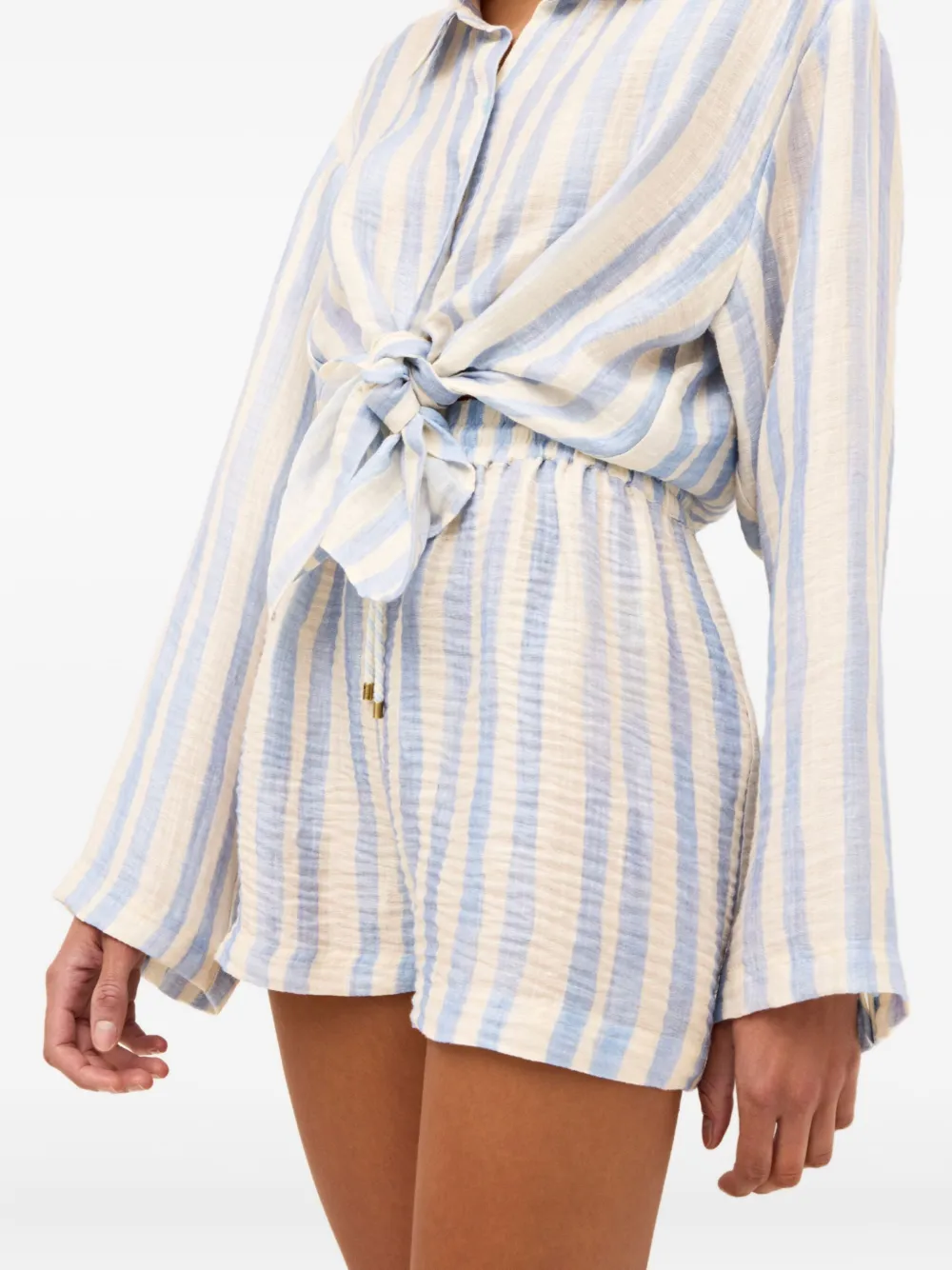 Marie Oliver Ana gestreepte shorts met trekkoord Blauw