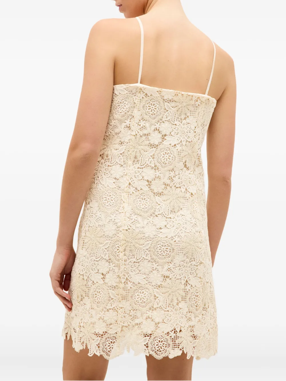 Marie Oliver Noah mini-jurk met geborduurd kant Beige