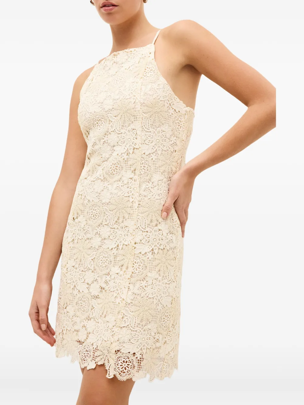 Marie Oliver Noah mini-jurk met geborduurd kant Beige