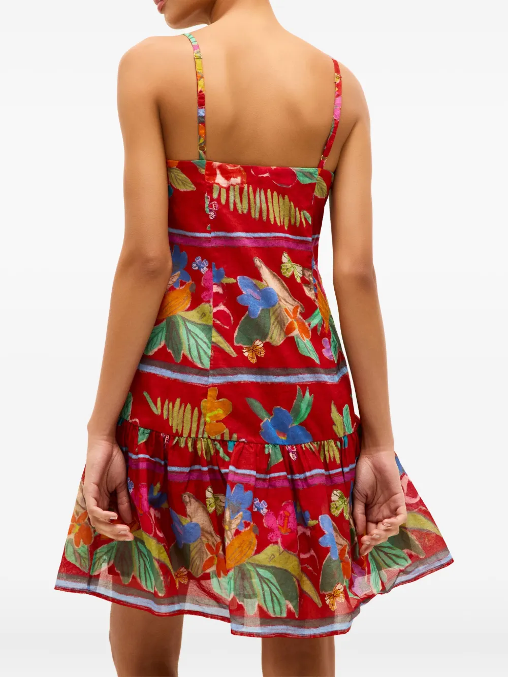 Marie Oliver Anita jurk met bloemenprint en ruches Rood