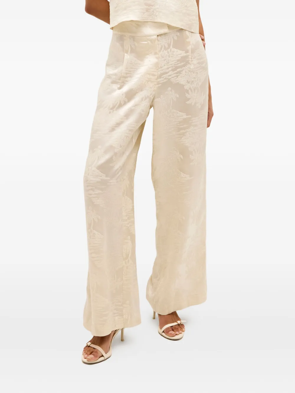 Marie Oliver Rudy Palm Tree-print Trousers In Neutral