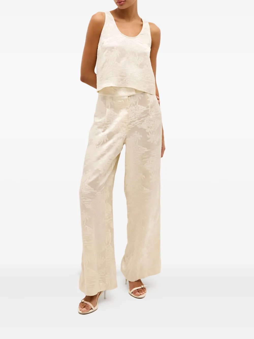 Marie Oliver Rudy broek met palmboomprint - Beige