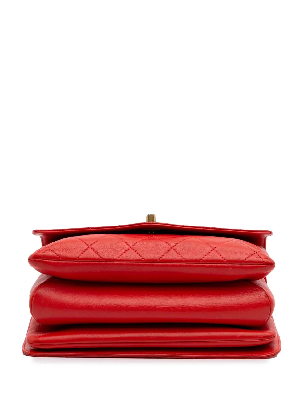 Pre-owned Chanel 2019 Quilted Calfskin Metal Top Handle Envelope Flap Satchel