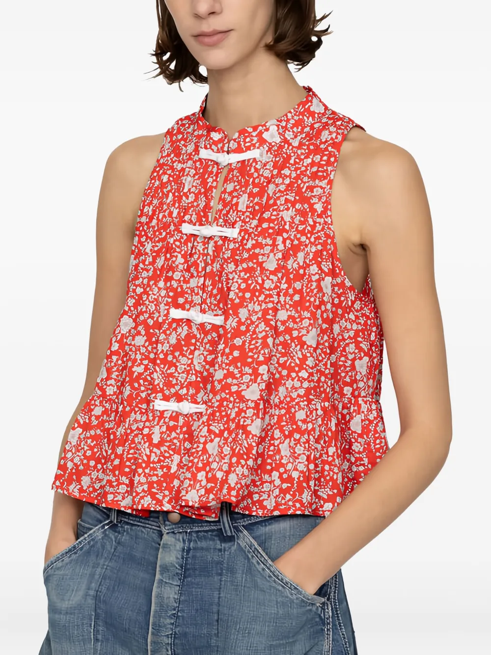 Sea Lucille Liberty top met bloemenprint - Rood