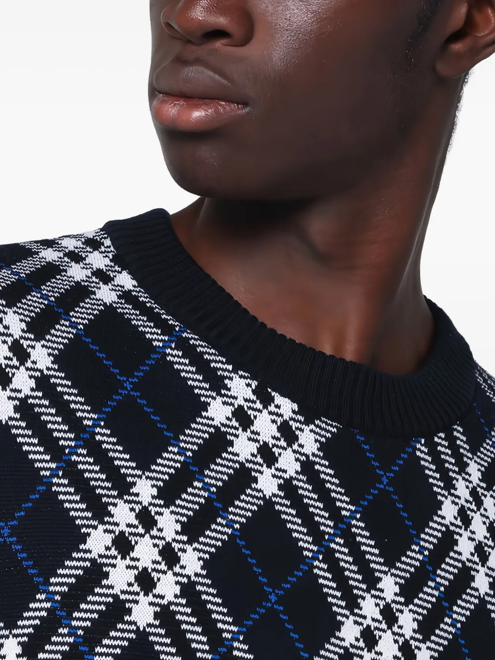 Burberry Trui met ronde hals en diamanten patroon Zwart