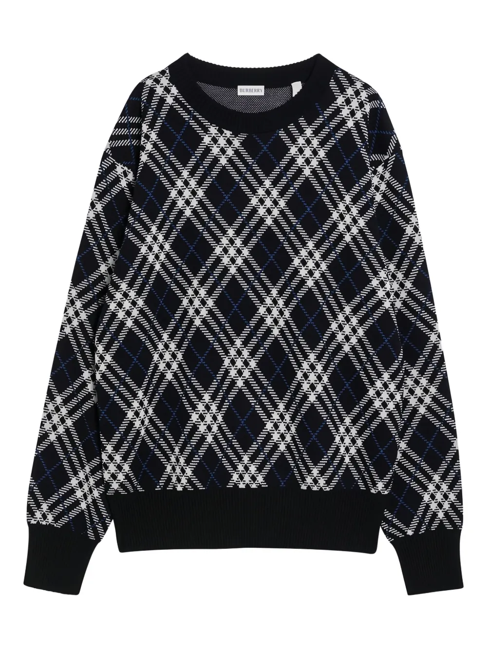 Burberry Trui met ronde hals en diamanten patroon Zwart