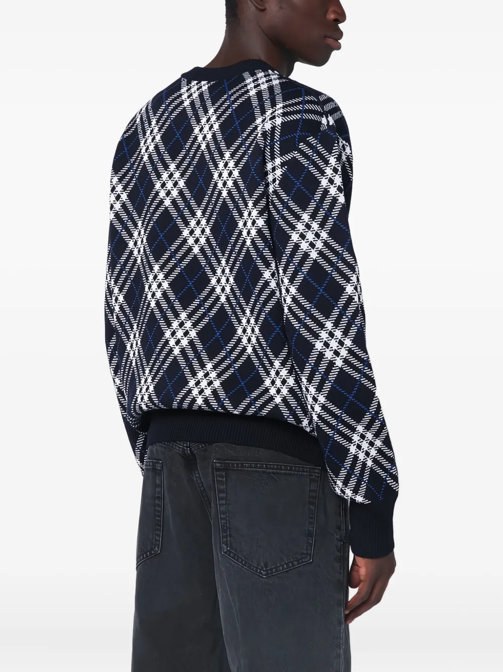 Burberry Trui met ronde hals en diamanten patroon Zwart