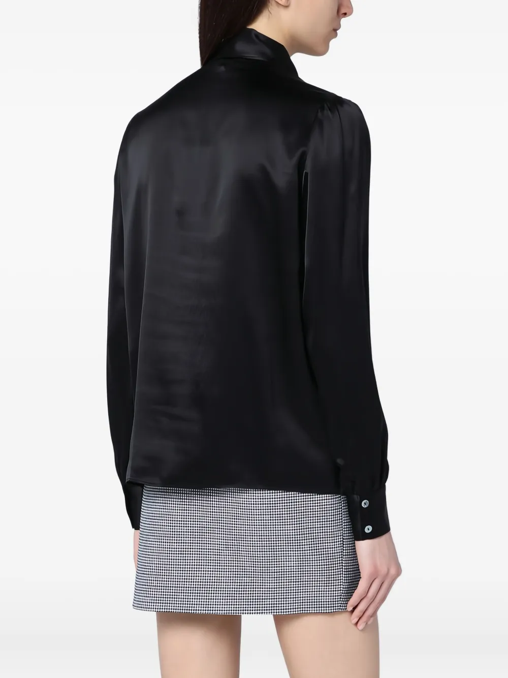Alessandra Rich Zijden blouse met strik Zwart