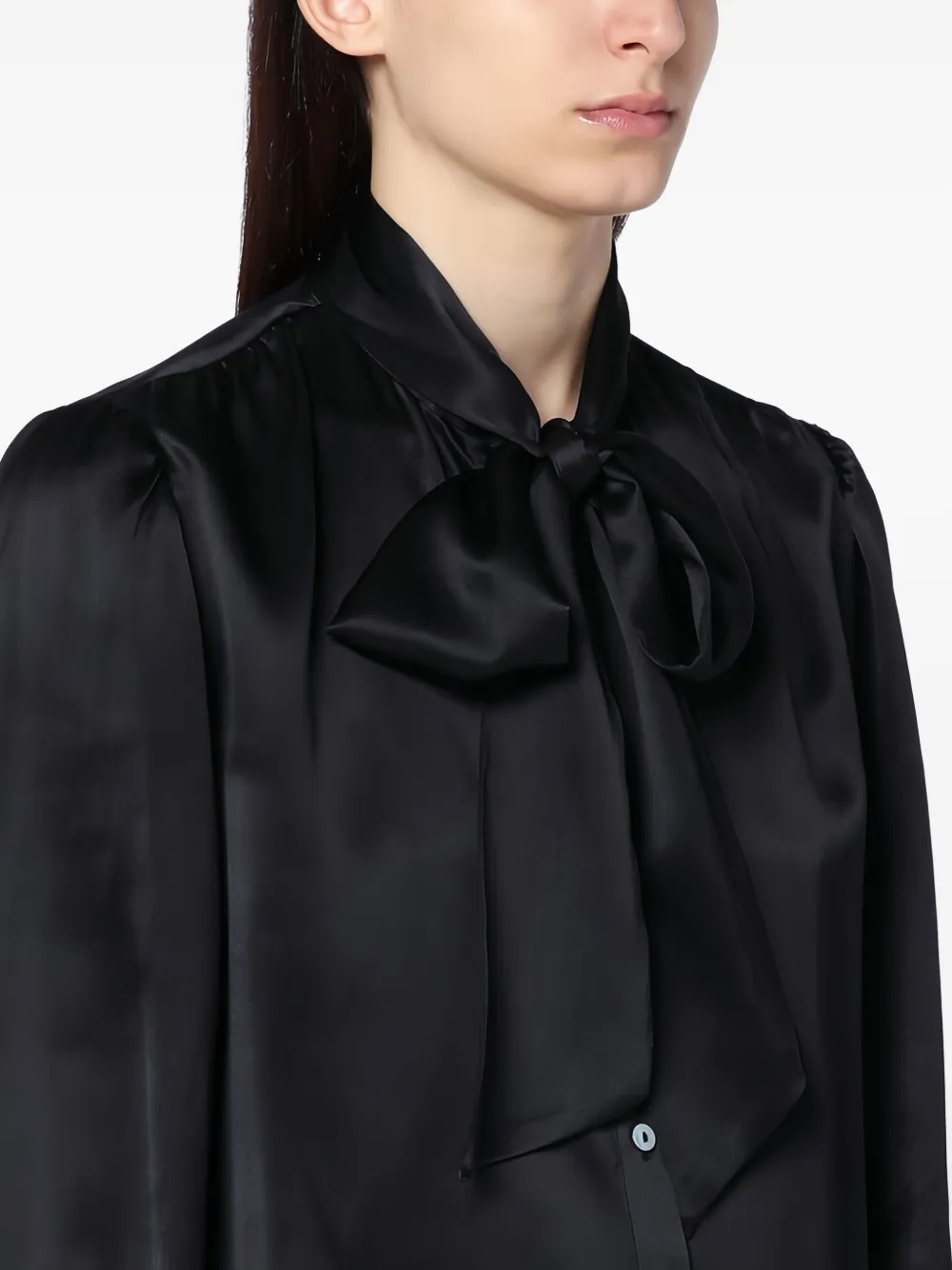 Alessandra Rich Zijden blouse met strik Zwart