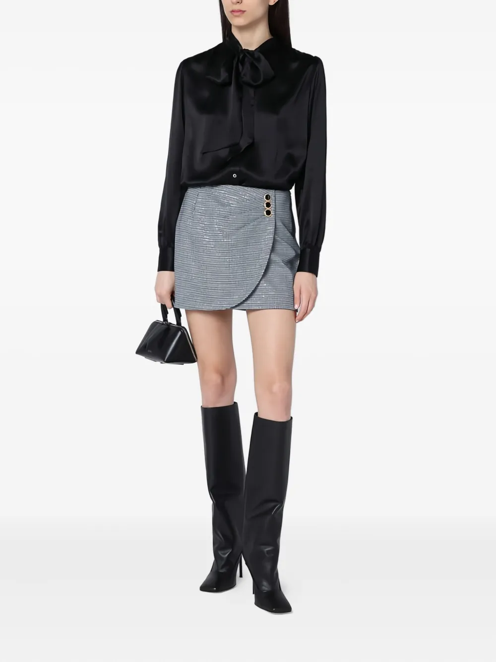 Alessandra Rich Zijden blouse met strik Zwart