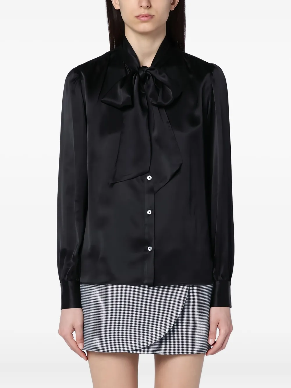 Alessandra Rich Zijden blouse met strik Zwart