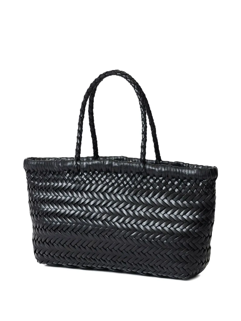DRAGON DIFFUSION mini Flat Gora woven leather tote bag - Zwart