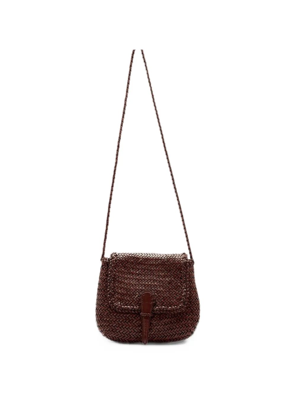 DRAGON DIFFUSION mini City woven leather cross body bag - Marrone
