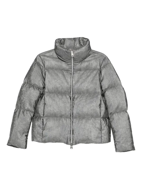 Herno Metallic-effect Quilted Jacket in Grey