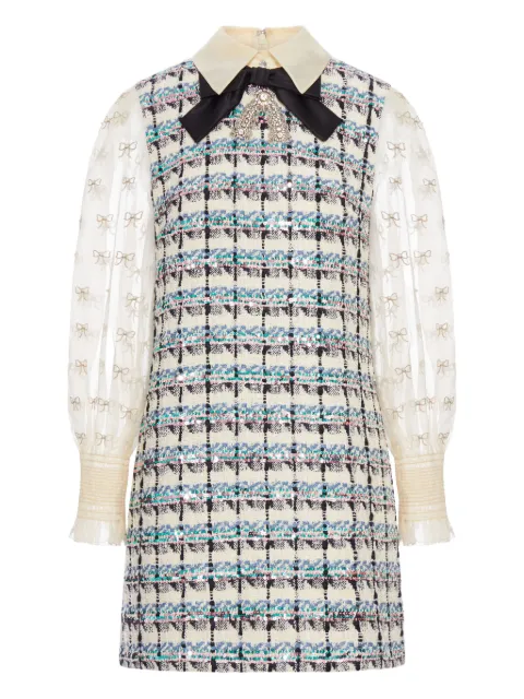 Valentino Garavani tweed dress with bow-embellished sleeves