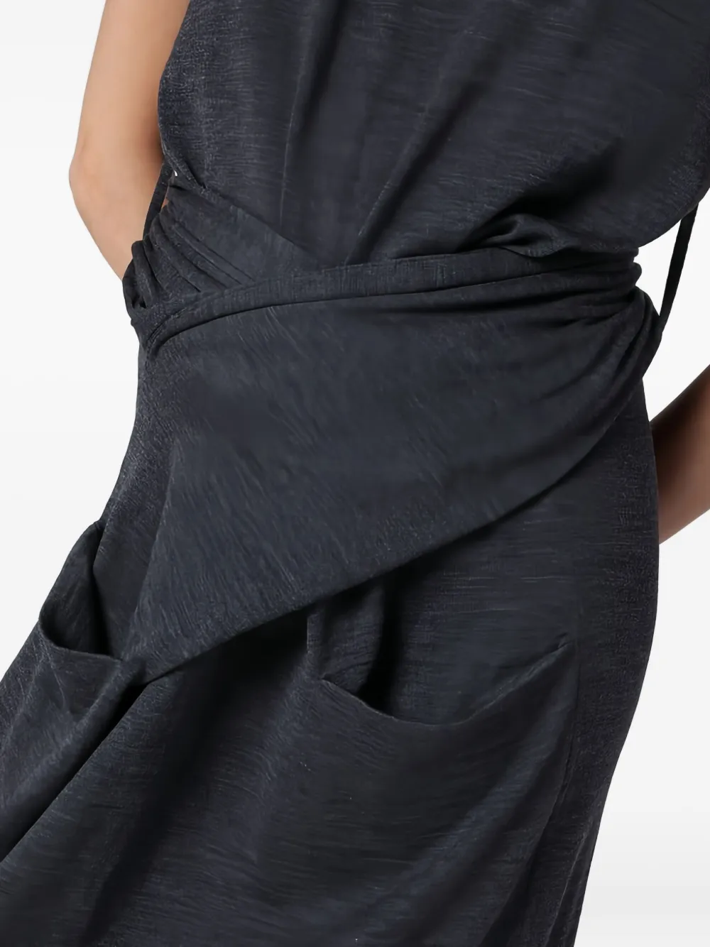 Jil Sander Gray Dress In Wool With Crossover Detail In Gray