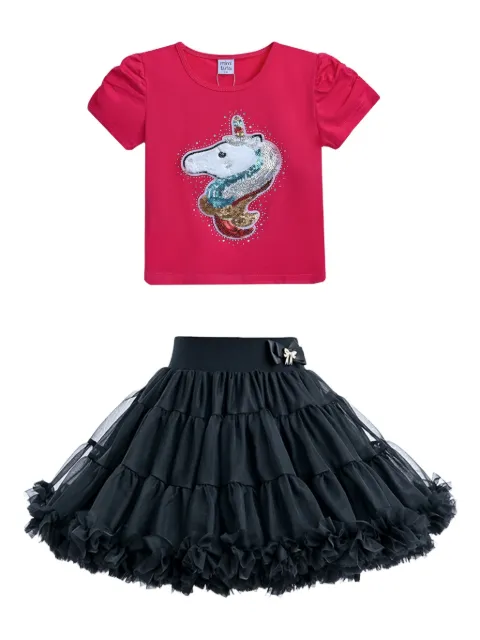 Mimi Tutu Ramona unicorn-print T-shirt and ruffled skirt
