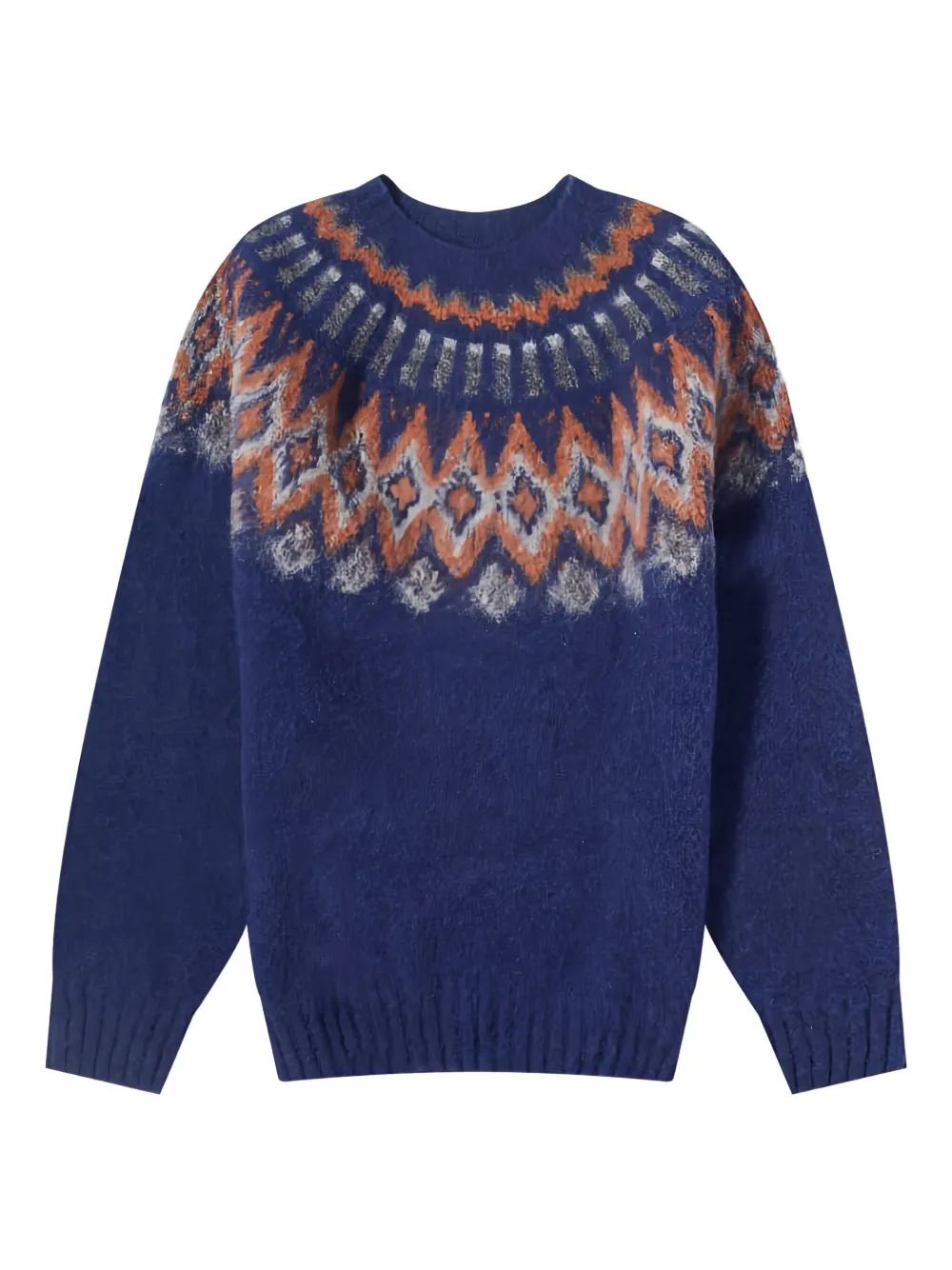 Howlin' Fairisle-pattern crew neck sweater Blauw