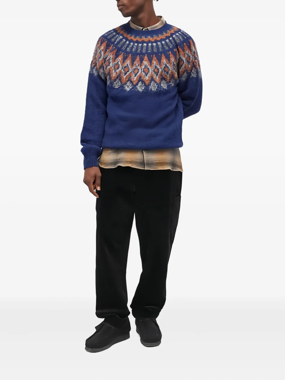 Howlin' Fairisle-pattern crew neck sweater - Blauw