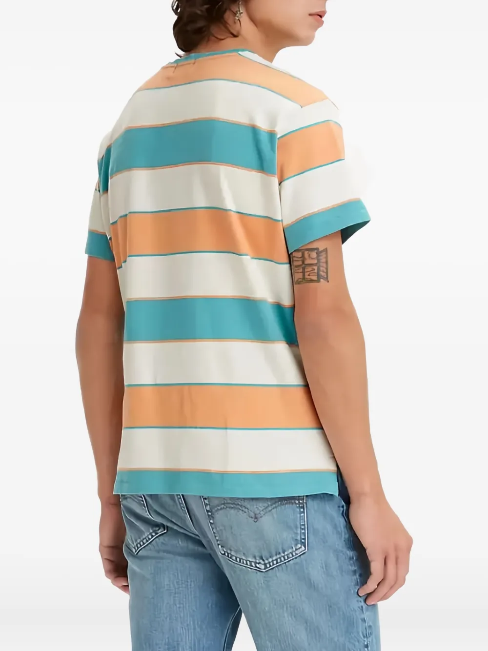 Levi's striped-pattern patch-pocket T-shirt - Beige