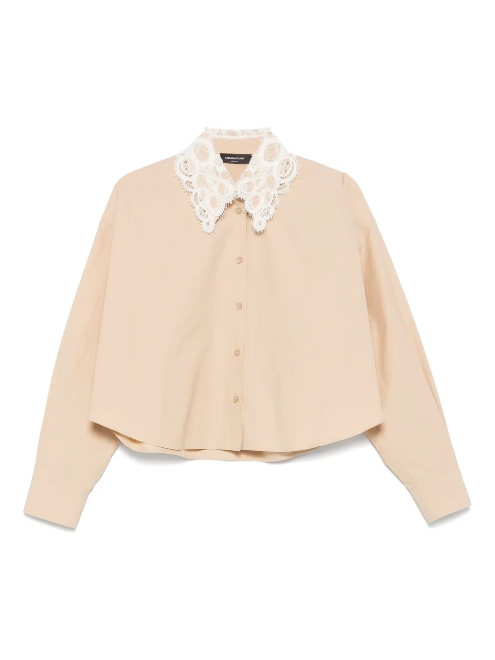 Fabiana Filippi Shirt met kanten kraag Beige